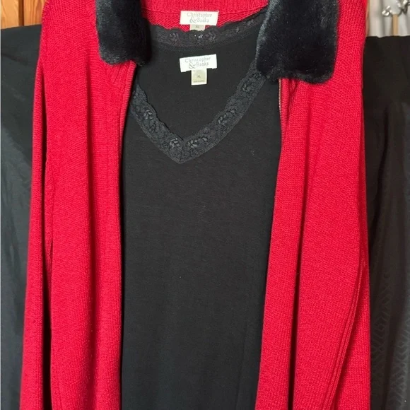 Charter Club Women's Red and Black Cardigan Sweater - Picture 4 of 9